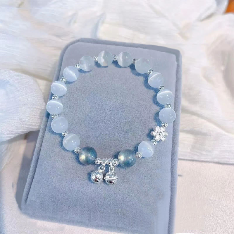 Bracelet de soutien du personnage Fu en cristal œil de chat et fleur de pêcher
