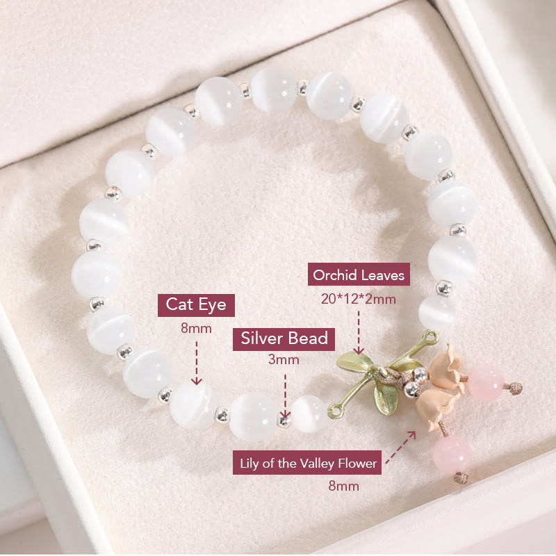 Bracelet à breloques de paix en aventurine verte œil de chat 8 mm