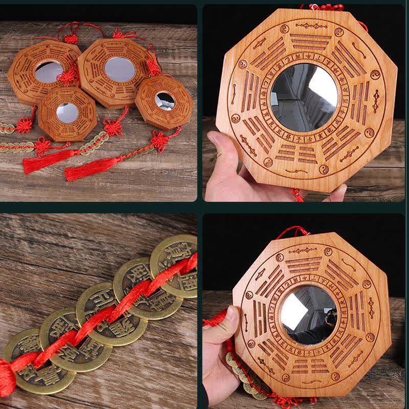 Peach Wood Bagua Map 20cm Feng Shui Wall Art Balance