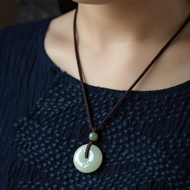 Natural Round Jade Necklace for Prosperity and Luck