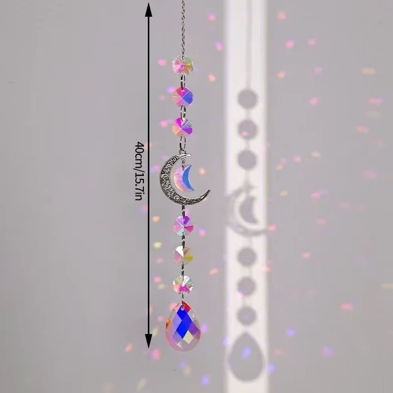 Crystal Suncatcher Outdoor Wind Chime Hanging Crystal Angel Butterfly Pendants Garden Tree Decor Window Drop Bell Hanging Decor