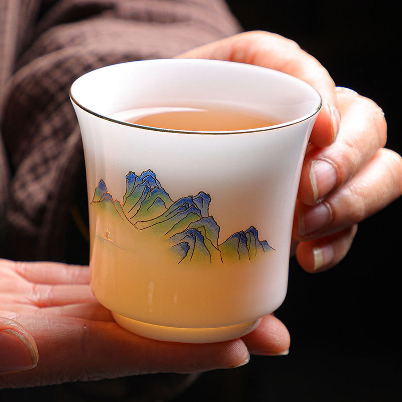 Tasse à thé en céramique 120 ml | Montagnes, rivières, arbres, élégance