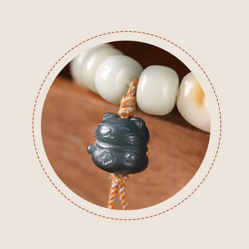 Bodhi Seed Lucky Cat Peace Bracelet for Spiritual Harmony