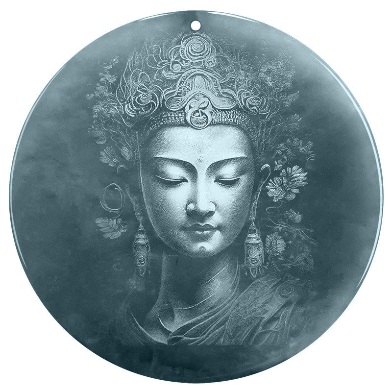 Collier Kwan Yin Jade 70cm | Pendentif d'abondance d'Avalokitesvara