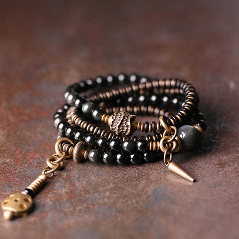 6mm Rainbow Obsidian Positive Multilayer Bracelet