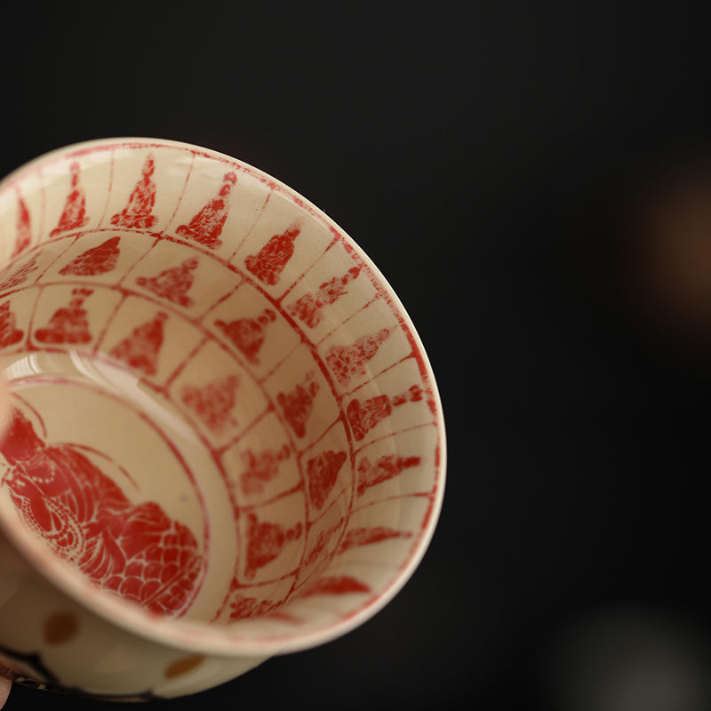Tasse à thé chinoise en céramique 100 ml Dunhuang Mille Bouddhas