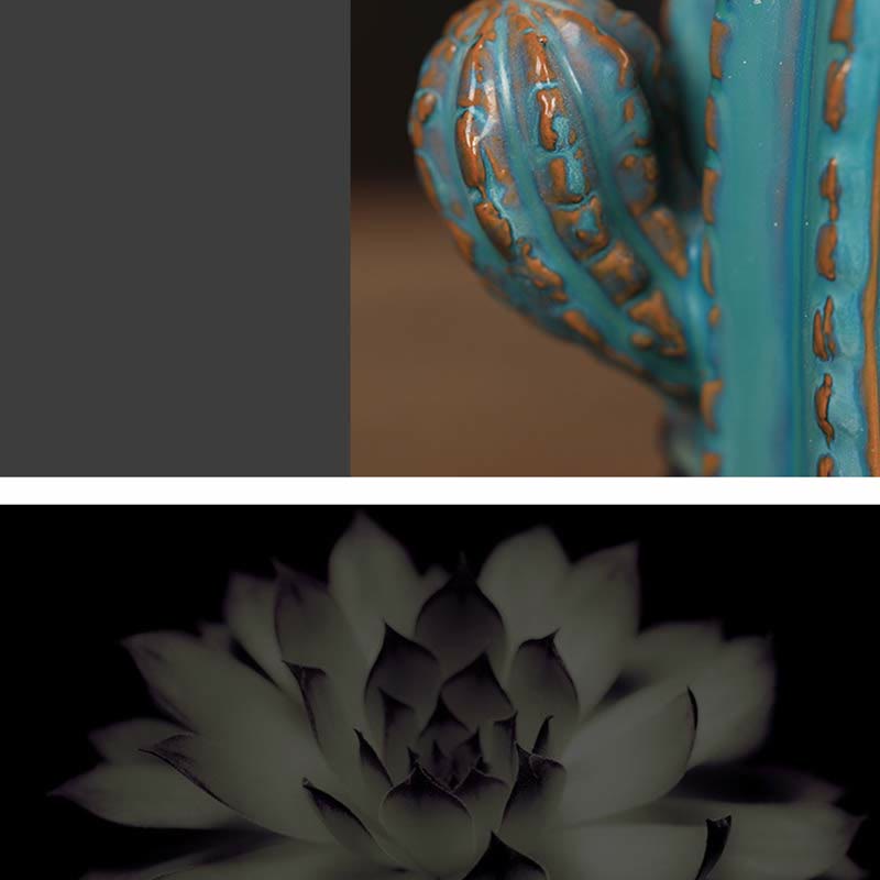 Ceramic Backflow Cactus Incense Burner 12.5cm Relaxation