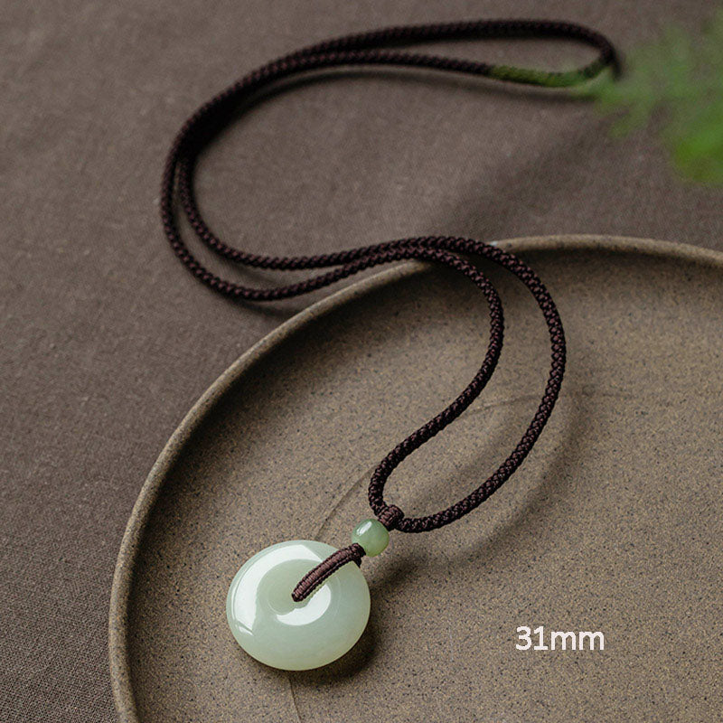 Natural Round Jade Necklace for Prosperity and Luck