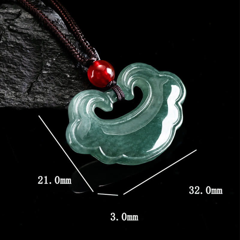 Green Jade Chinese Lock Charm Necklace | Protection & Luck