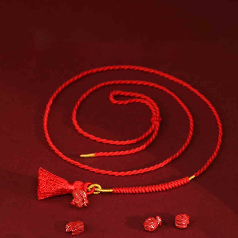 Cinnabar Dragon Protection Belly Chain Red String 2.5mm