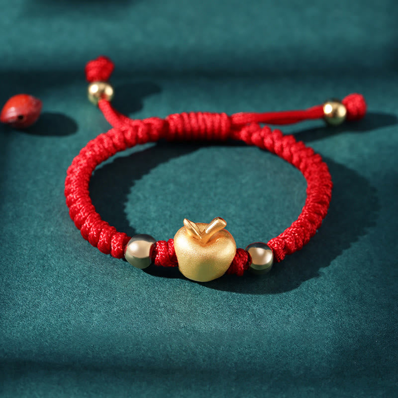999 Sterling Silver Apple Red String Protection Bracelet
