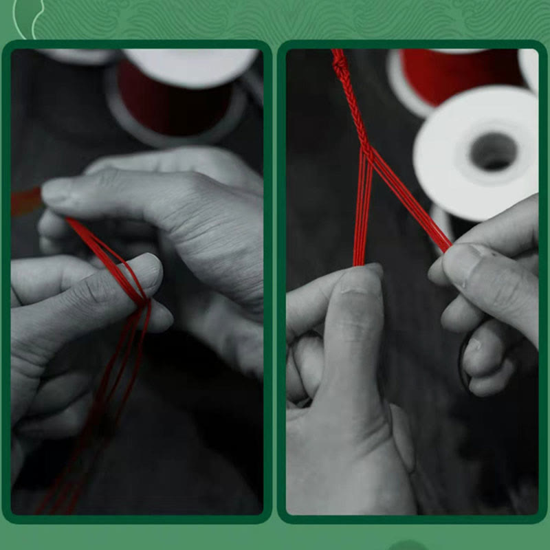 Multicolored Fu Character Red String Braided Bracelet 925 Silver