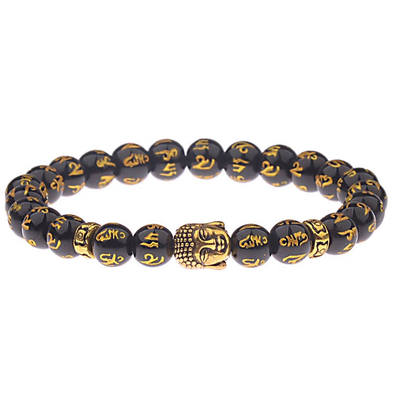 8mm Tibetan Buddha Mantra Bracelet for Mindfulness