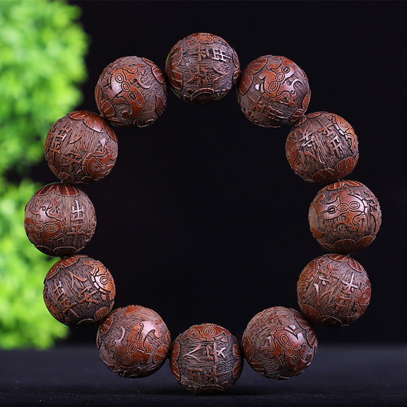 Bracelet zodiaque chinois en bois de rose | 12 perles du zodiaque Chaleur
