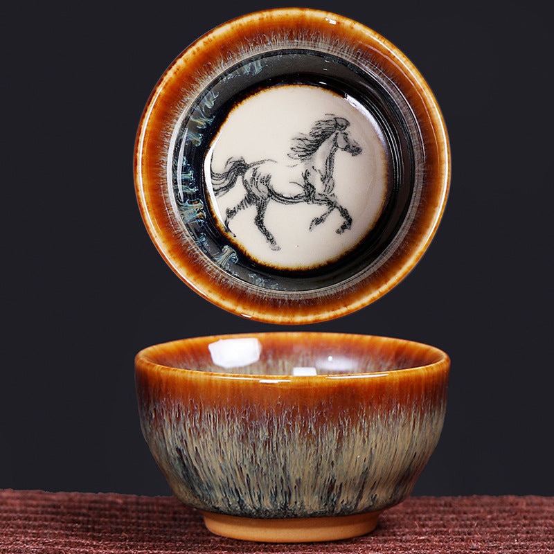 Tasse à thé en céramique 73 ml avec 12 signes du zodiaque chinois pour rituel du thé