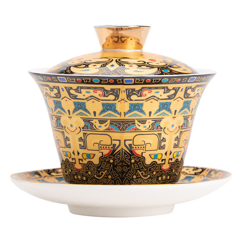 Tasse à thé Gaiwan en céramique 180 ml avec couvercle | Décor Zen