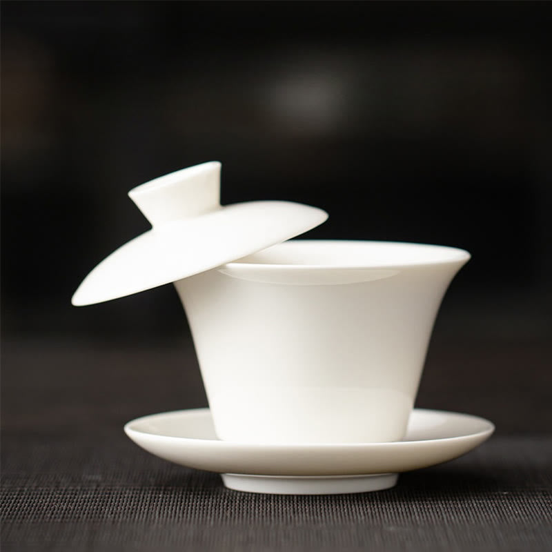 Tasse à thé Gaiwan en céramique 180 ml avec couvercle | Décor Zen