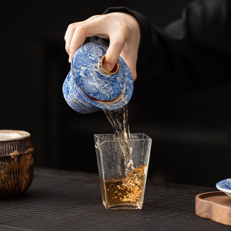 Tasse à thé Gaiwan en céramique 180 ml avec couvercle | Décor Zen