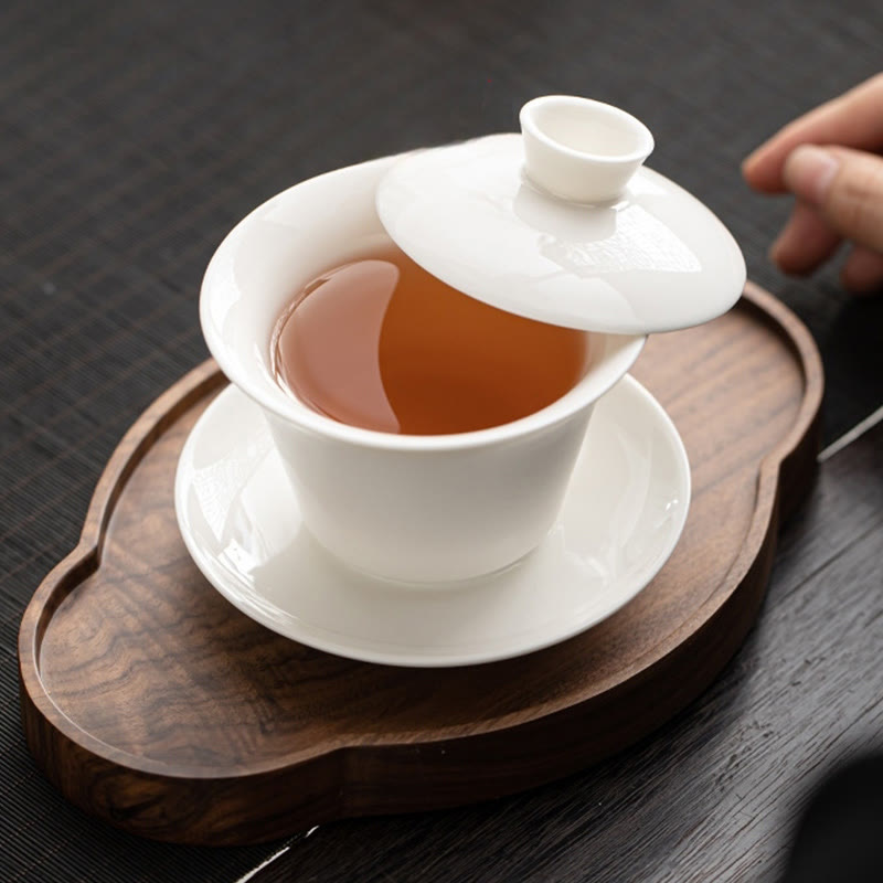 Tasse à thé Gaiwan en céramique 180 ml avec couvercle | Décor Zen