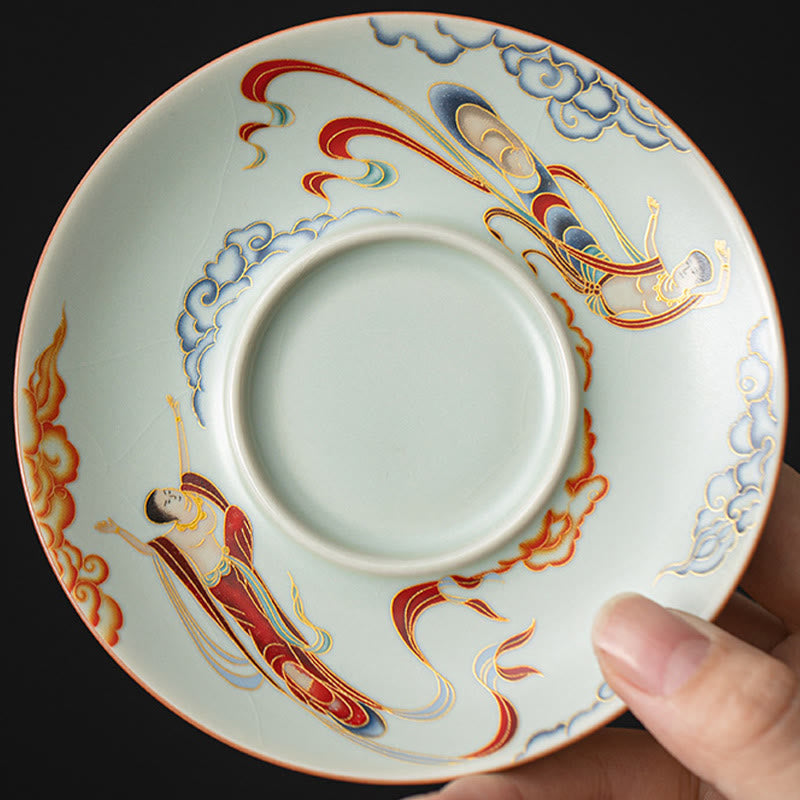 Tasse à thé Gaiwan en céramique 180 ml avec couvercle | Décor Zen
