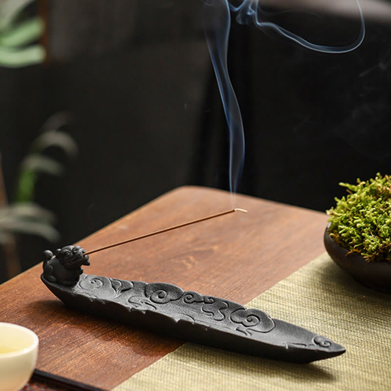 Brûleur d'encens Pixiu en céramique Nuages ​​de bon augure pour la méditation
