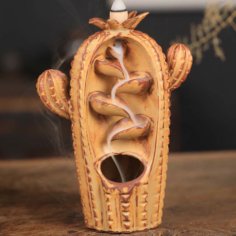Brûle-encens en céramique à reflux Cactus 12,5 cm Relaxation