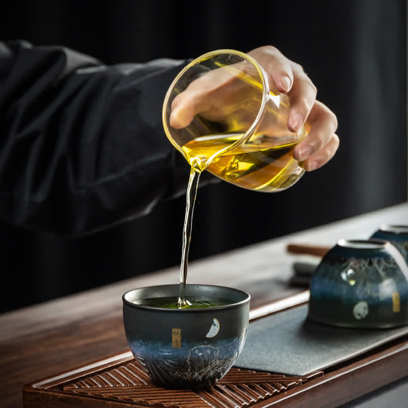 Tasse à thé en céramique motif chat noir 140 ml - Vaisselle japonaise