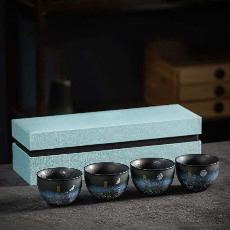 Tasse à thé en céramique motif chat noir 140 ml - Vaisselle japonaise