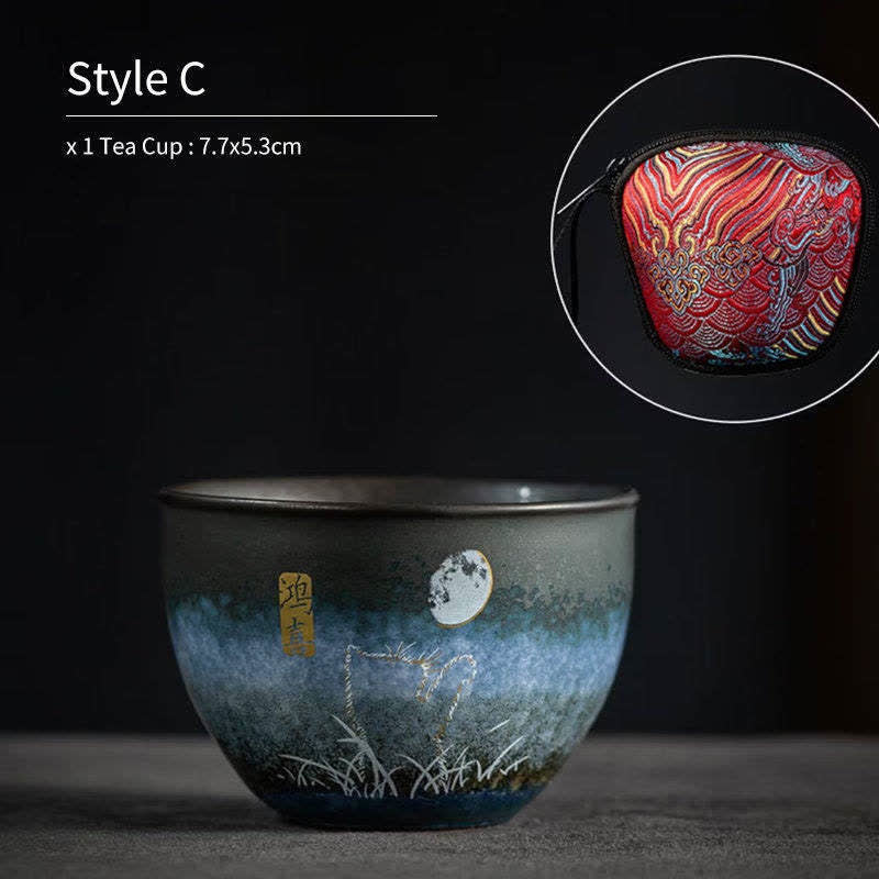 Tasse à thé en céramique motif chat noir 140 ml - Vaisselle japonaise