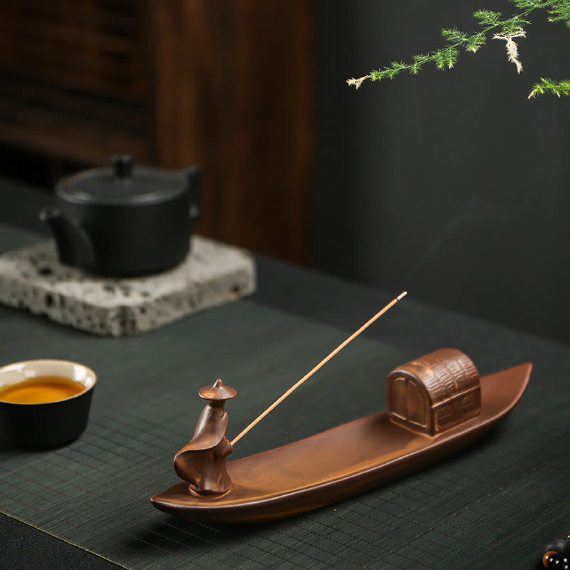 Brûleur d'encens en céramique en forme de main de Bouddha et de lotus pour la guérison spirituelle