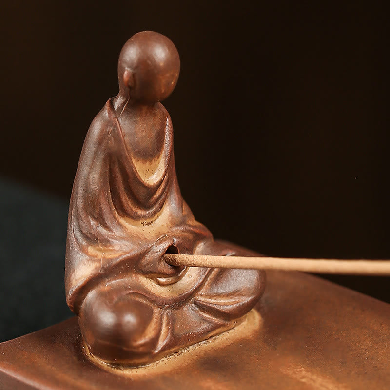 Brûleur d'encens en céramique en forme de main de Bouddha et de lotus pour la guérison spirituelle