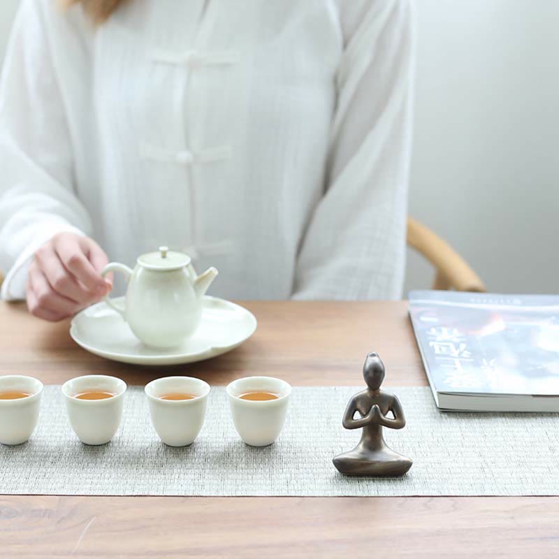 Statue de Bouddha en céramique | Sculpture abstraite de méditation et de yoga