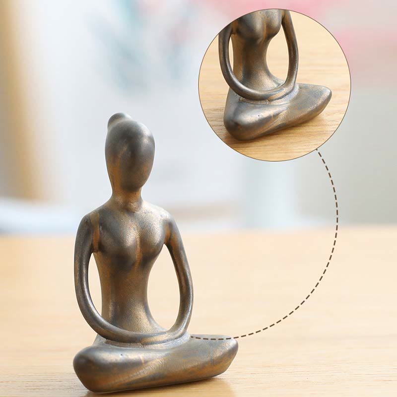 Statue de Bouddha en céramique | Sculpture abstraite de méditation et de yoga