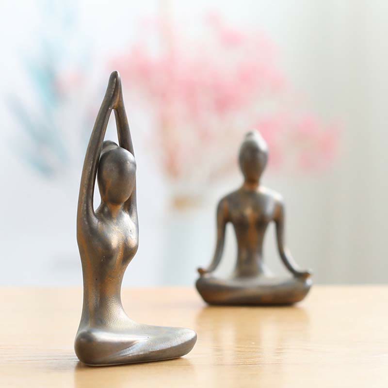 Statue de Bouddha en céramique | Sculpture abstraite de méditation et de yoga