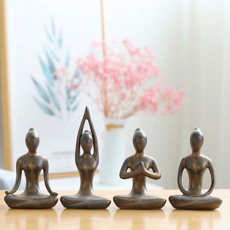Statue de Bouddha en céramique | Sculpture abstraite de méditation et de yoga
