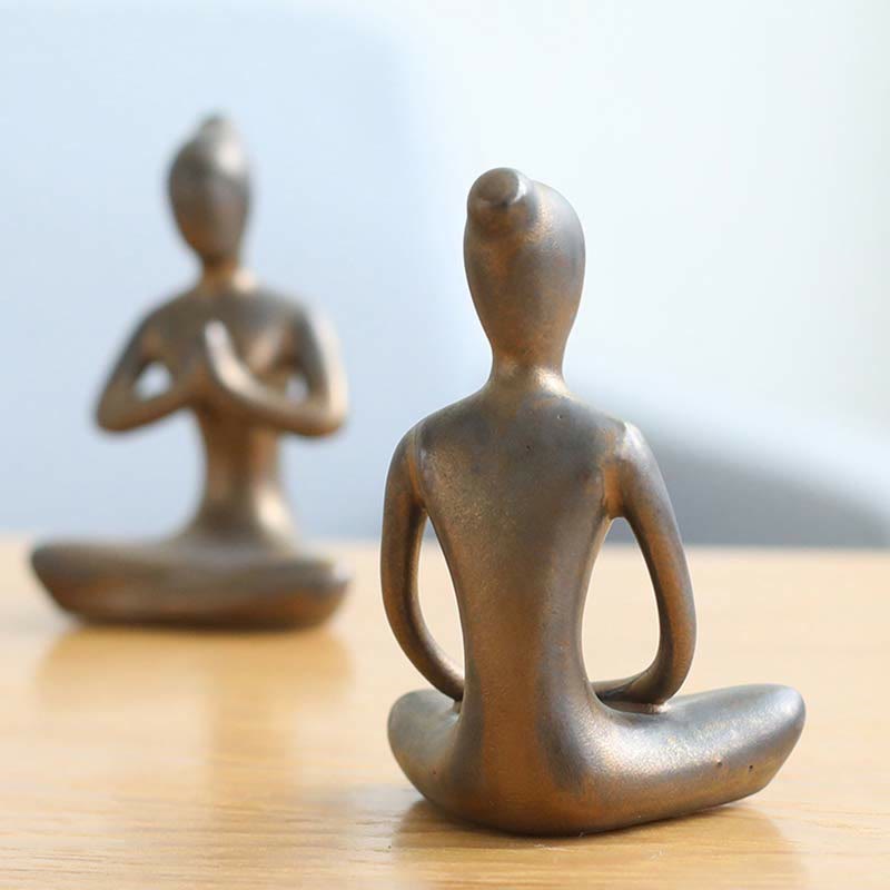 Statue de Bouddha en céramique | Sculpture abstraite de méditation et de yoga