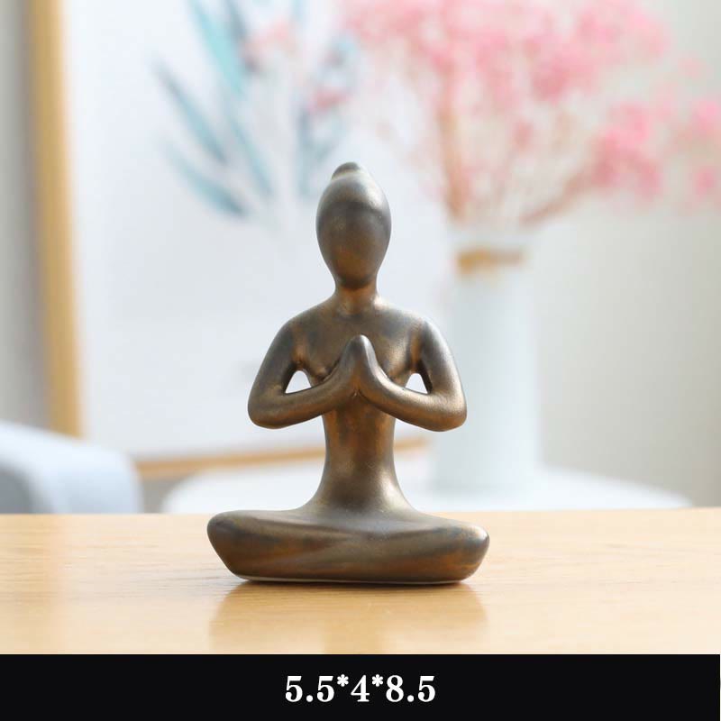 Statue de Bouddha en céramique | Sculpture abstraite de méditation et de yoga