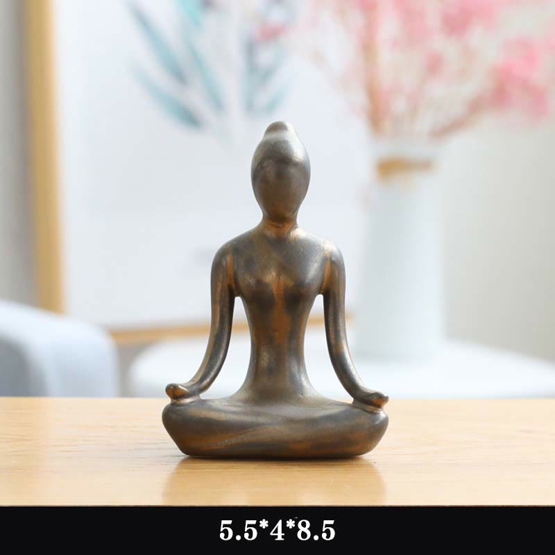Statue de Bouddha en céramique | Sculpture abstraite de méditation et de yoga