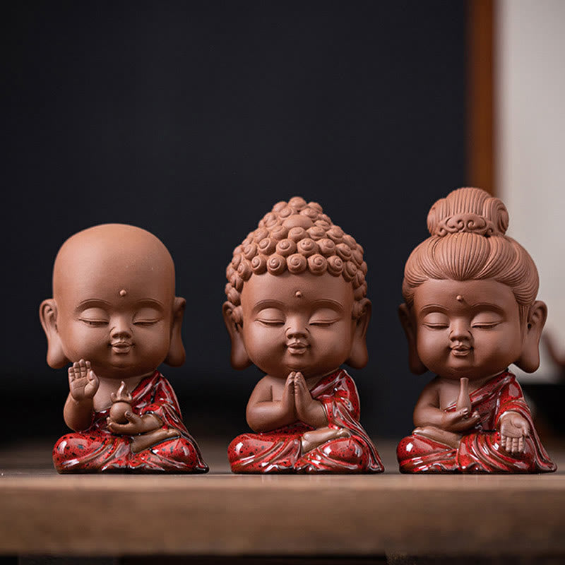 Ensemble de statues de Bouddha en céramique | Mini Gautama et Bodhisattvas