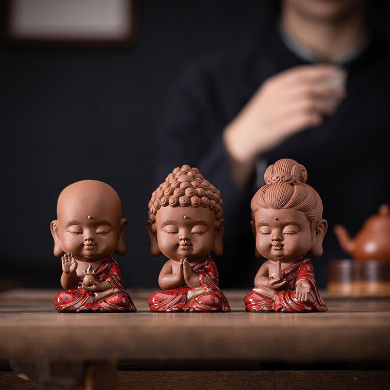 Ensemble de statues de Bouddha en céramique | Mini Gautama et Bodhisattvas