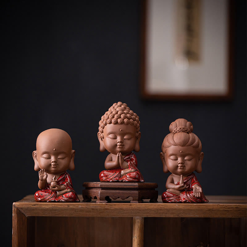 Ensemble de statues de Bouddha en céramique | Mini Gautama et Bodhisattvas