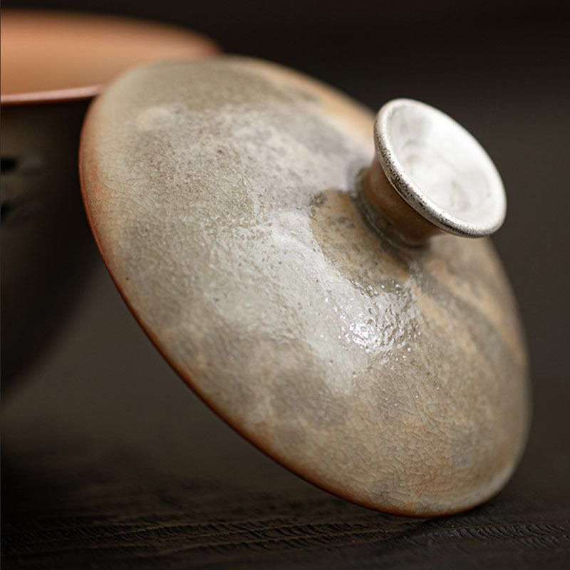 Tasse à thé Gaiwan en céramique avec couvercle, motif chat, 130 ml, pour rituels du thé