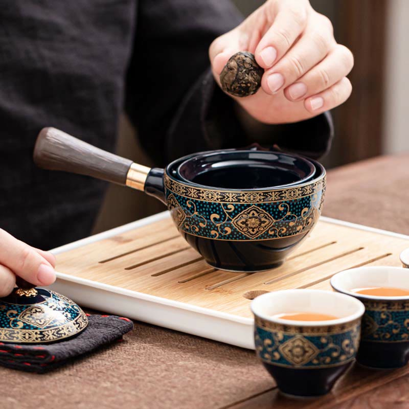 Ensemble de théière chinoise Gongfu en céramique avec sac cadeau portable