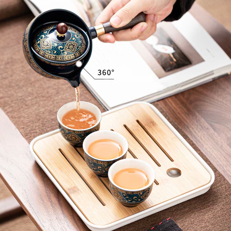 Ensemble de théière chinoise Gongfu en céramique avec sac cadeau portable