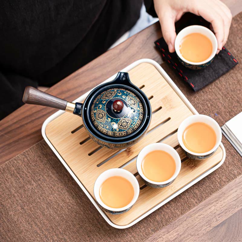 Ensemble de théière chinoise Gongfu en céramique avec sac cadeau portable
