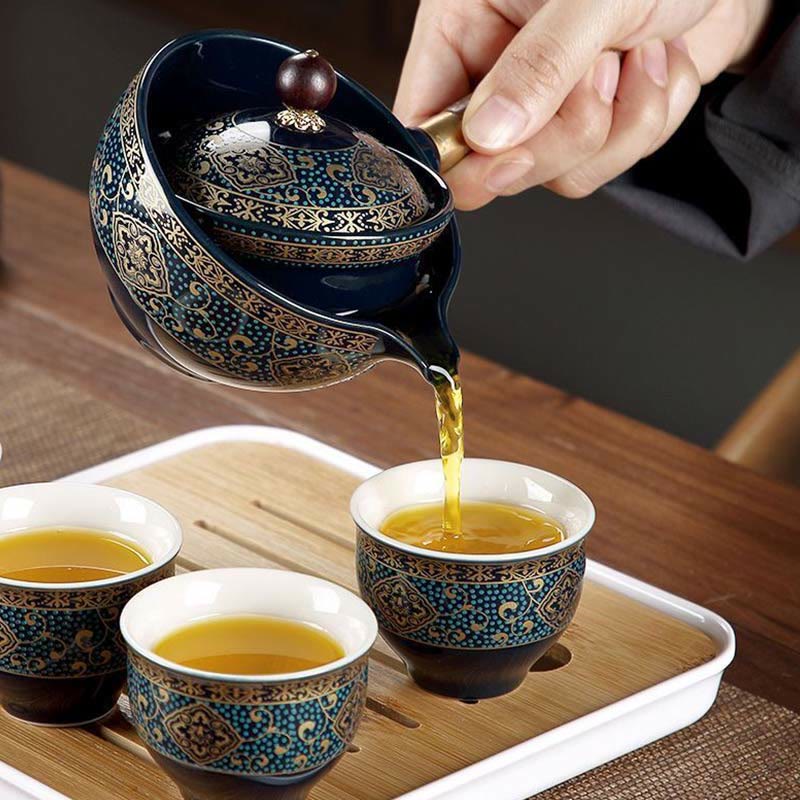 Ensemble de théière chinoise Gongfu en céramique avec sac cadeau portable
