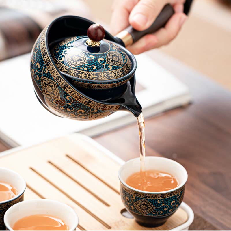Ensemble de théière chinoise Gongfu en céramique avec sac cadeau portable
