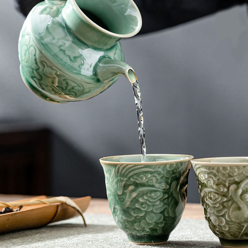 Tasse à thé en céramique « Crane Pine » 80 ml | Tasse Zen Decor