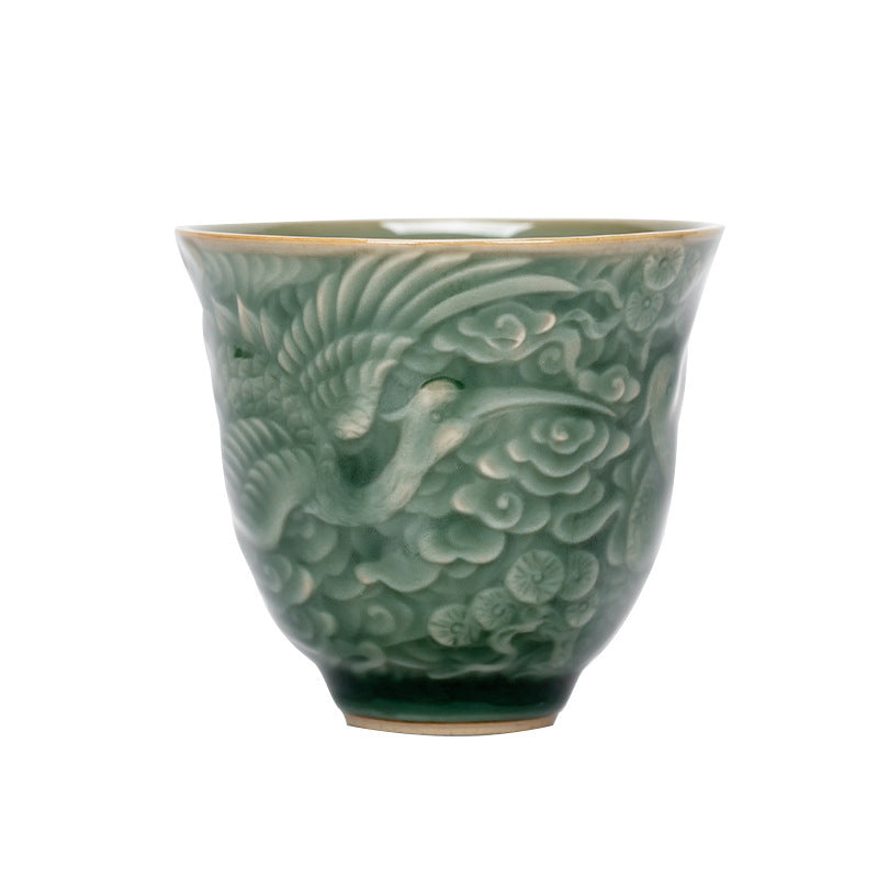 Tasse à thé en céramique « Crane Pine » 80 ml | Tasse Zen Decor