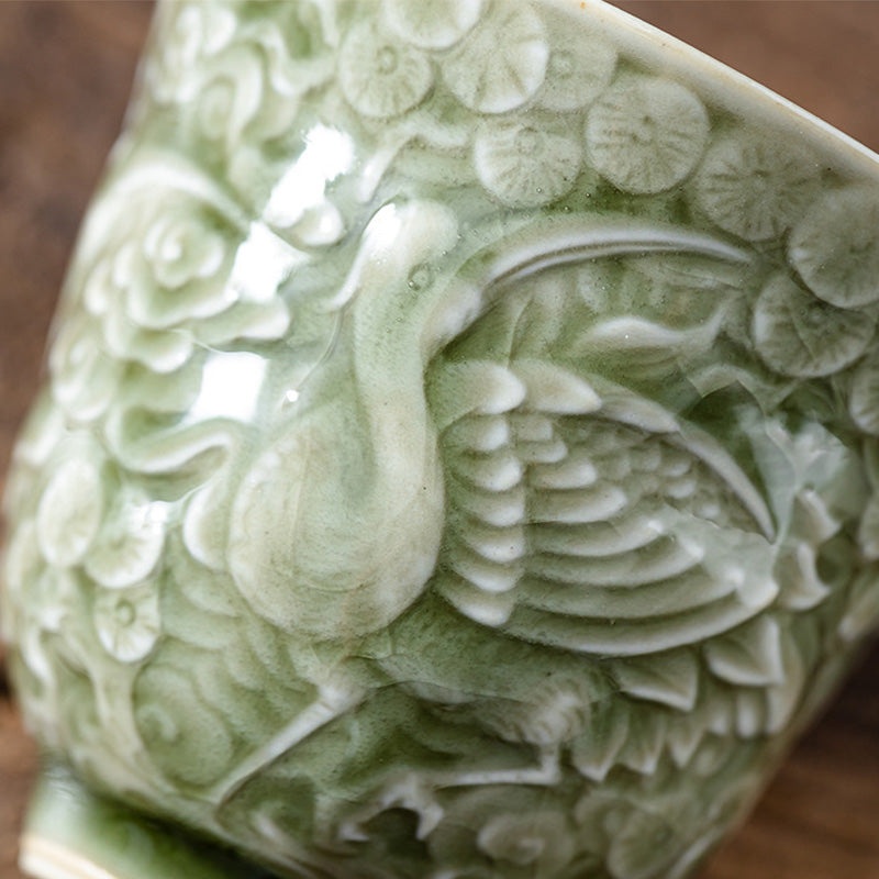 Tasse à thé en céramique « Crane Pine » 80 ml | Tasse Zen Decor